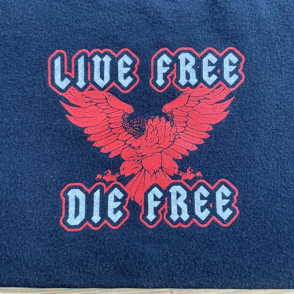 Grunt Style T-Shirt Mens Large Black Live Free Die Free Eagle Graphic Tee